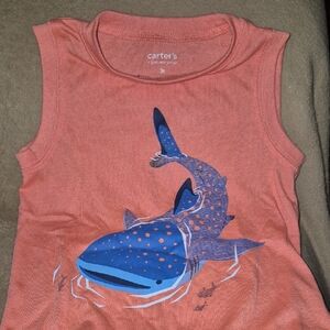 Carter's Coral Tank Top with Blue Whale Print
